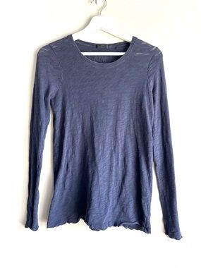 ATM slub jersey long sleeve destroyed wash tee blue womens XS lightweight cotton